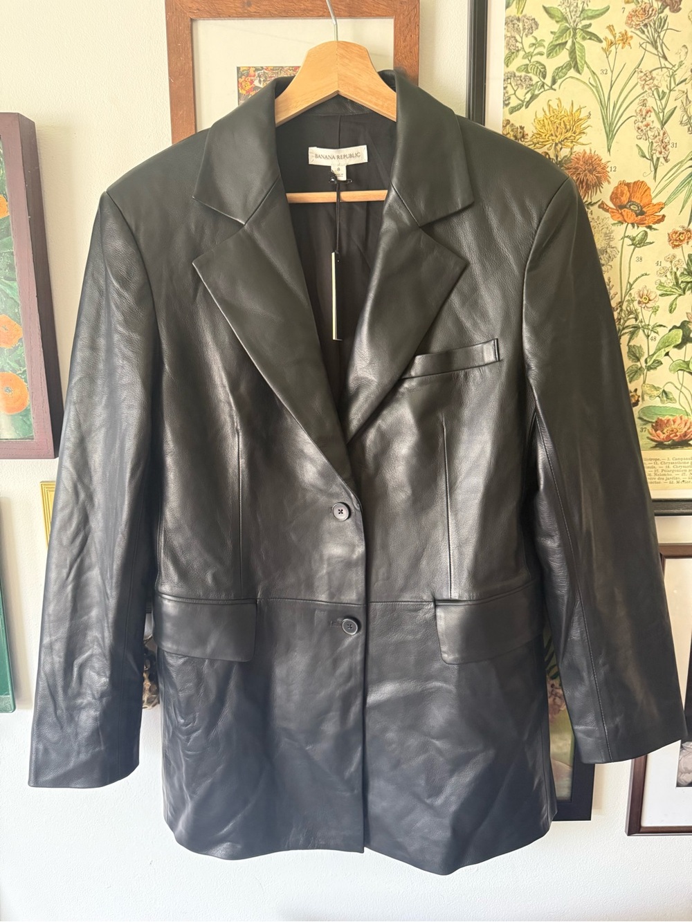 Banana Republic Women's Black Leather Blazer Jacket 8 $698